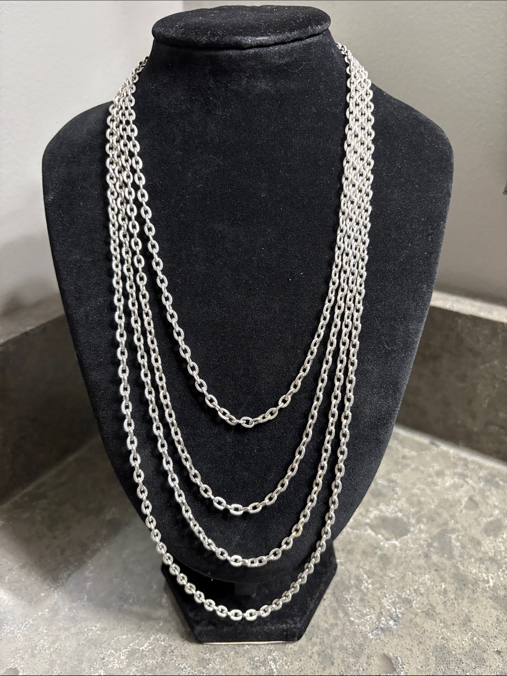 Avon Multi-Strand Silver-Tone Layered Necklace With 7.5 Inches Extension Vintage